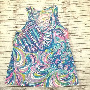 Lilly Pulitzer Womens Size XS Jaylynne Tank Top Blues Pinks Racerback Sleeveless